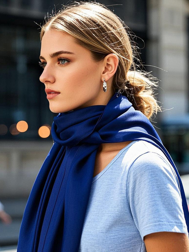 [Dunkelblau] SilkSilky-DE Schals 002