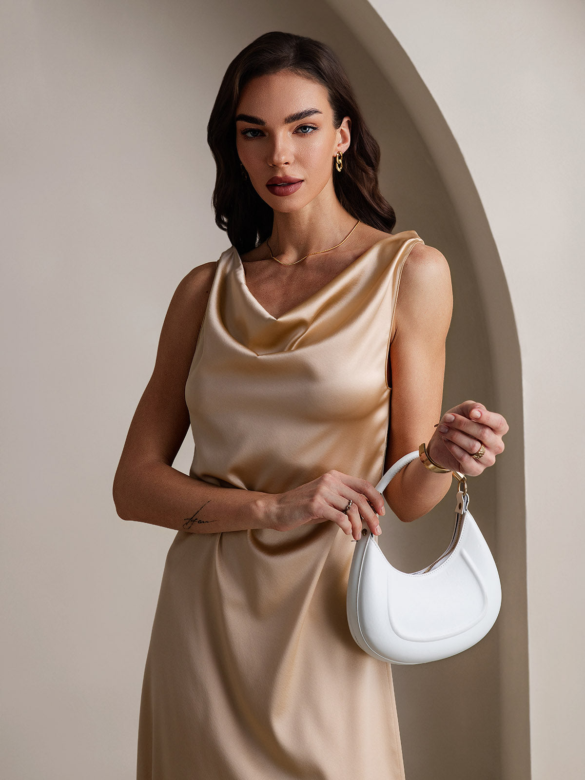 [Champagner] SilkSilky-DE 19Momme Seide Dress 002