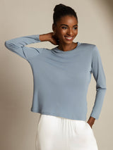 [Graublau] SilkSilky-DE Reine Seide Womens T-Shirt 001