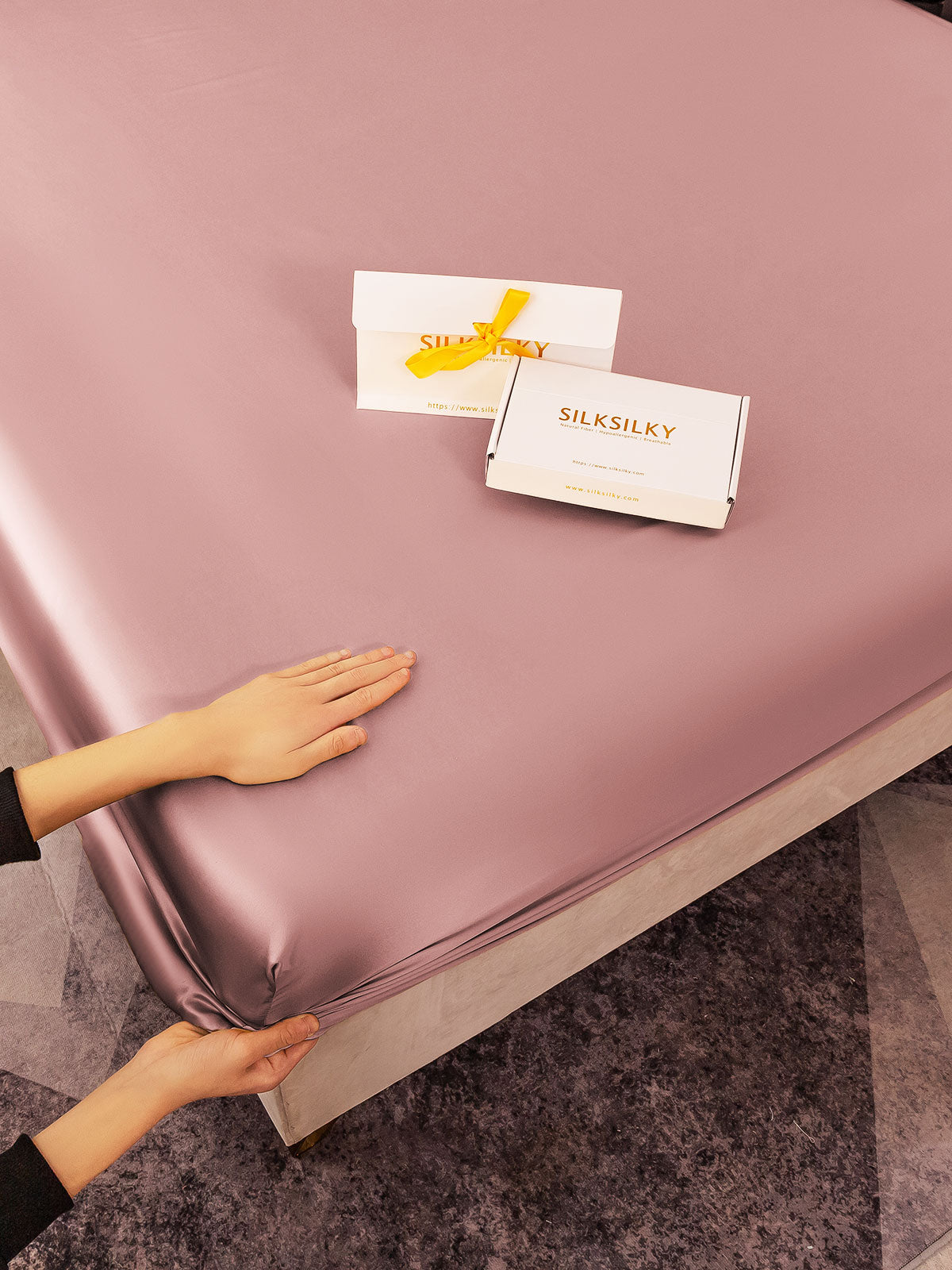 [Blasses Mauve] SilkSilky-DE 19Momme Reine Seide Sheet 003
