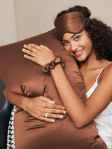 [Kaffee] SilkSilky-DE 19Momme Reine Seide Pillowcase Set 001