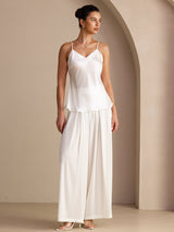 [Weiß] SilkSilky-DE Sleeveless V Neck Cami Top 006