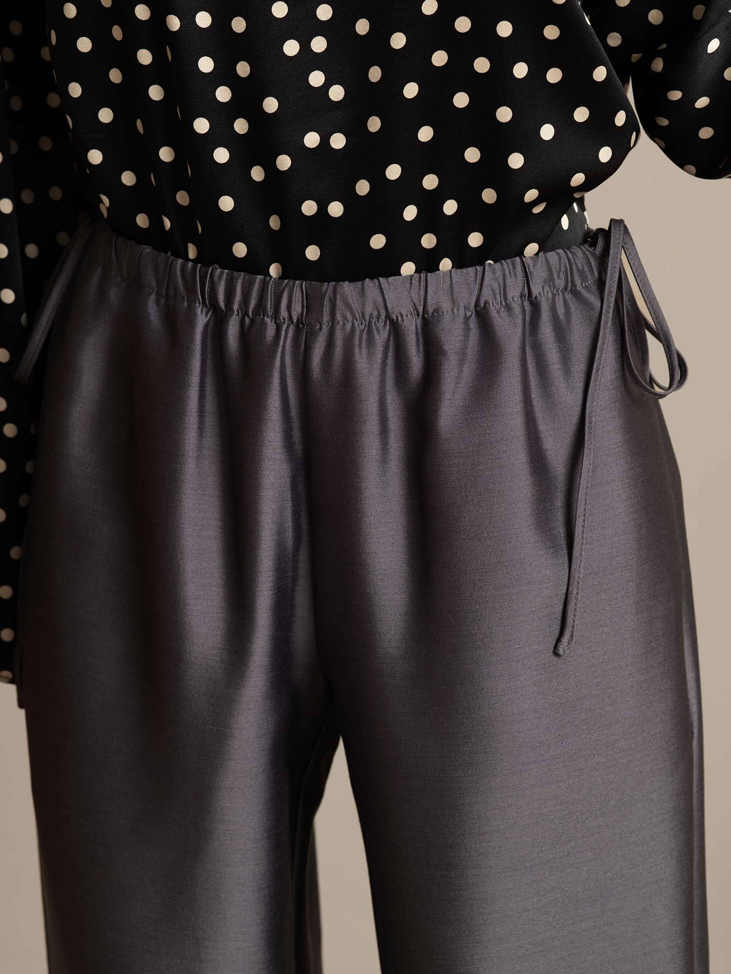 [Grau] SilkSilky-DE 32Momme Silk-Wool Blend Womens Pants 004,