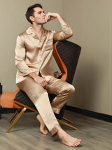 [Champagner] SilkSilky-DE Langärmelig Herren Pyjamas 005