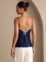 [Dunkelblau] SilkSilky-DE Sleeveless V Neck Cami Top 002