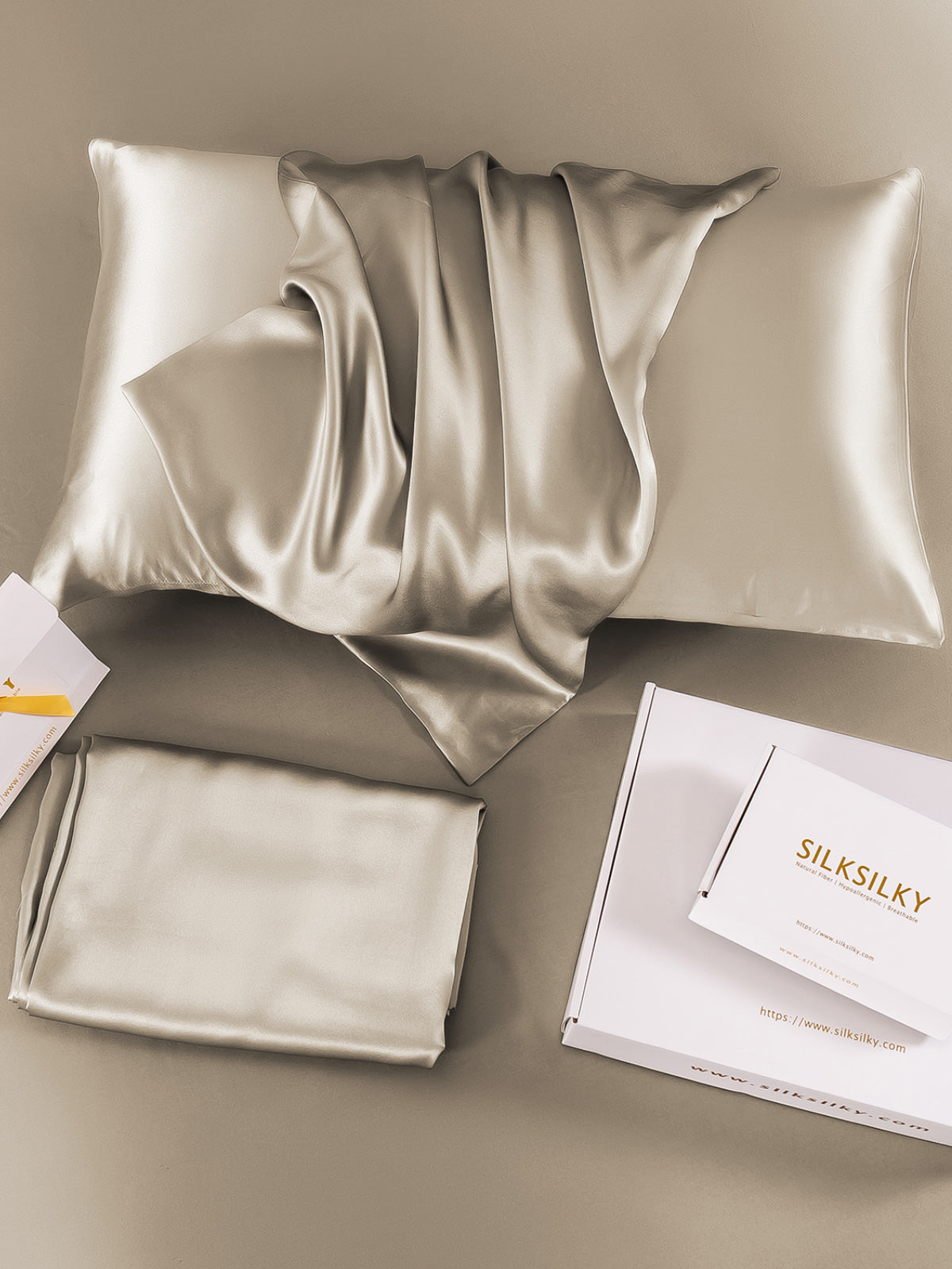 [Khaki] SilkSilky-DE 22Momme Reine Seide Pillowcase 004