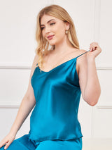[König Blau] SilkSilky-DE Spaghettiträger V Ausschnitt Cami Top Große Größen 005