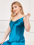 SilkSilky-DE Reine Seide V Ausschnitt Cami Top Große Größen KönigBlau 005