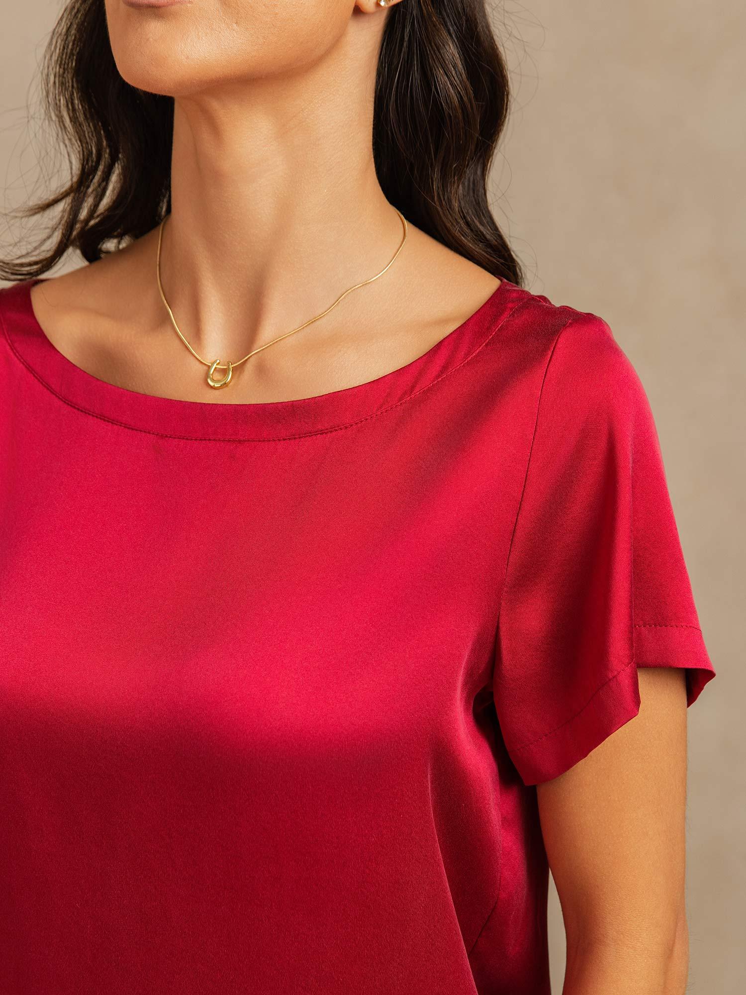 [Rotwein] SilkSilky-DE 19Momme Seide Womens Pajamas 004