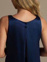 [Dunkelblau] SilkSilky-DE Sleeveless Scoop Neck Damen Pyjamas 005