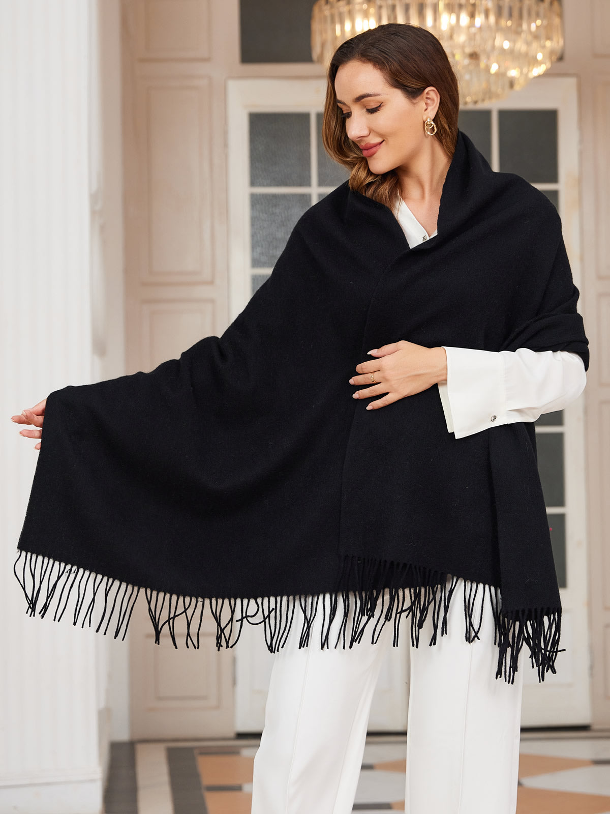 [Schwarz] SilkSilky-DE Wolle Scarf 001