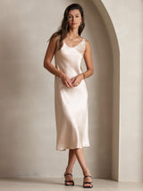 [Champagner] SilkSilky-DE Sleeveless Kleider 003