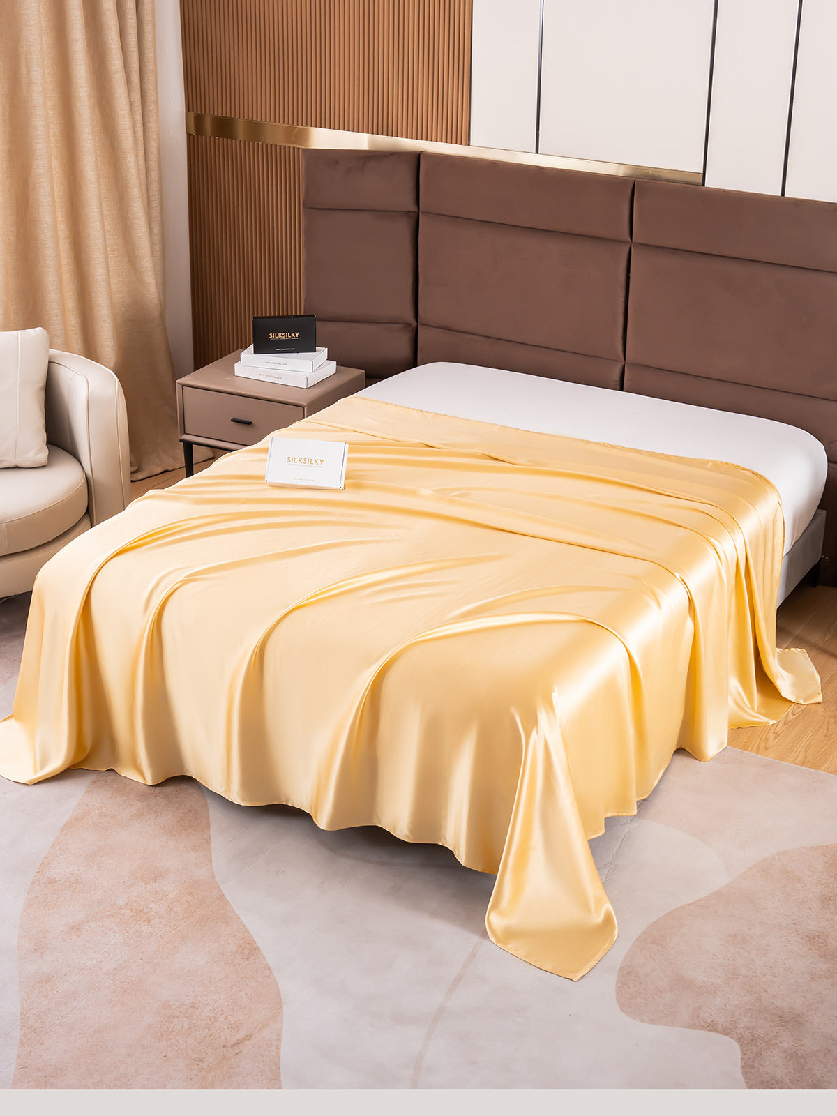 [Champagner] SilkSilky-DE 19Momme Reine Seide Sheet 001