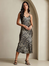 [Leopard] SilkSilky-DE Reine Seide Ärmellos Rundkragen Nachthemden 009