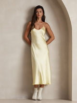 [Hellgelb] SilkSilky-DE Sleeveless V Neck Nachthemden 001