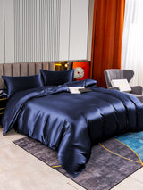 [Dunkelblau] SilkSilky-DE 22Momme Reine Seide Bedding Set 002,