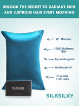 [König Blau] SilkSilky-DE 22Momme Reine Seide Pillowcase 003