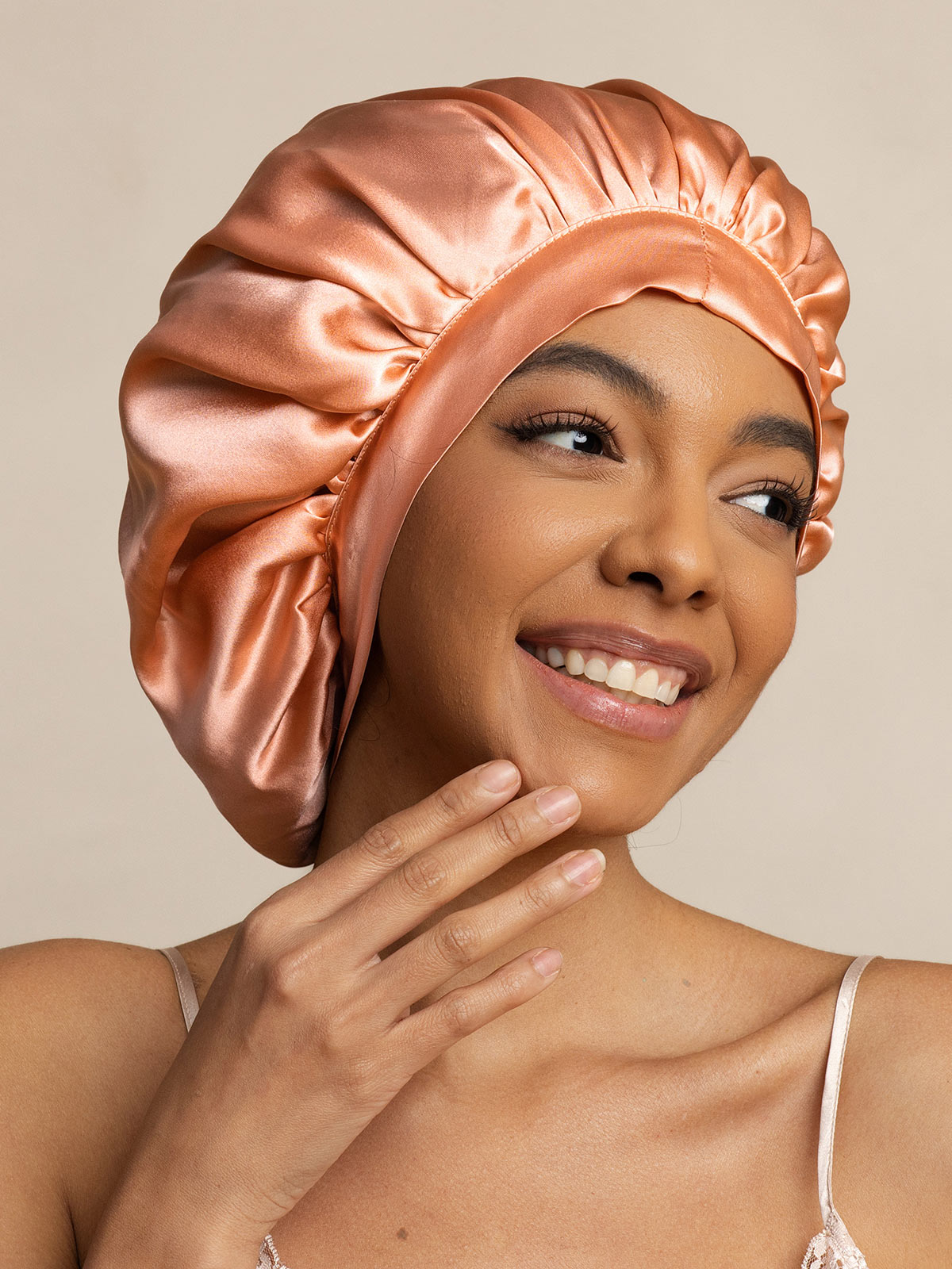 [Korallenrosa] SilkSilky-DE Reine Seide Sleep Cap 003