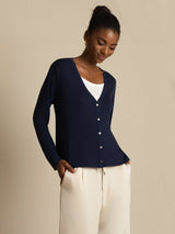 [Dunkelblau] SilkSilky-DE Long Sleeve Damen Cardigan 003
