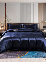 [Dunkelblau] SilkSilky-DE 22Momme Reine Seide Bedding Set 001,