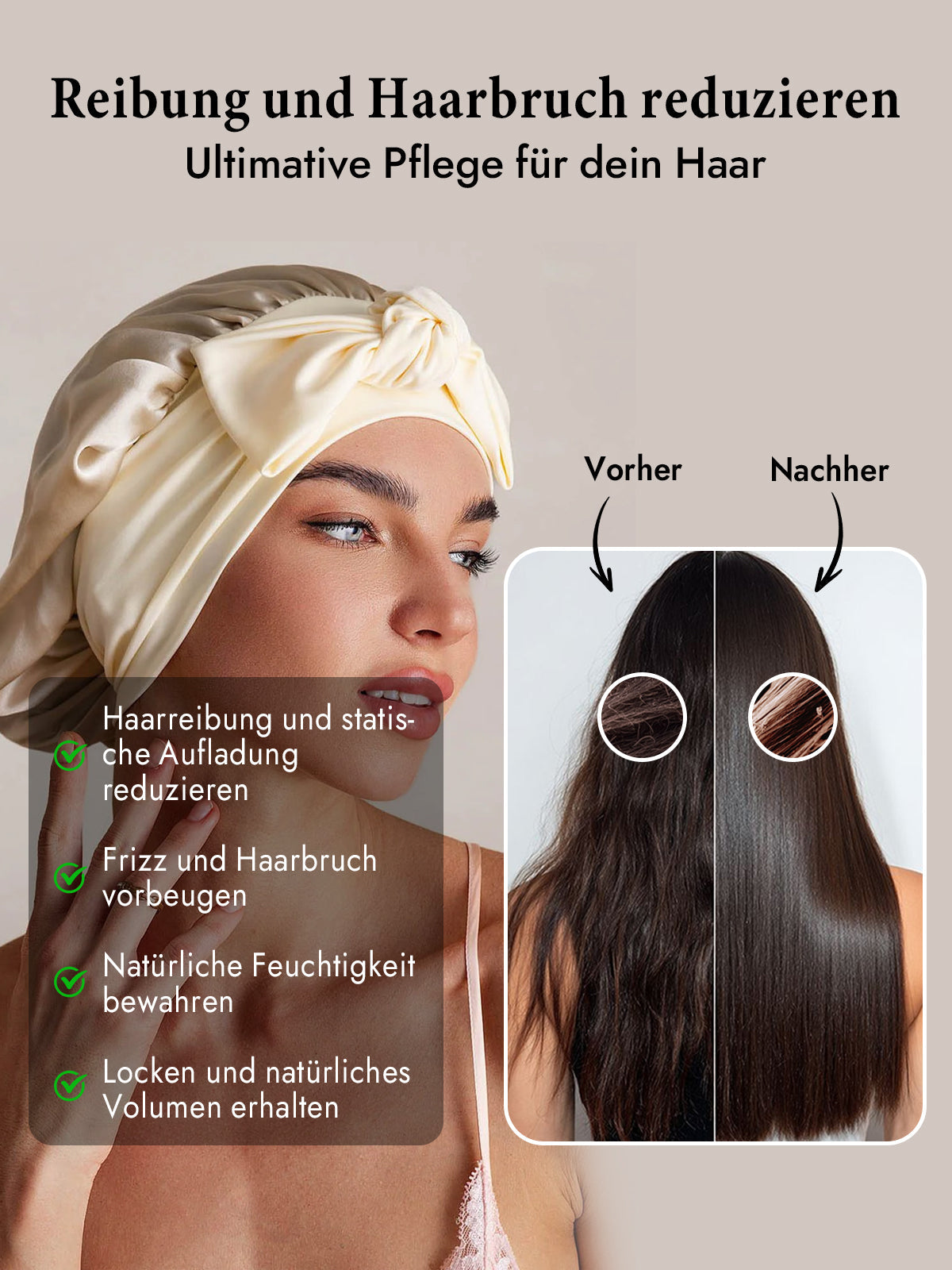 [Beige] SilkSilky-DE Reine Seide Sleep Cap 003