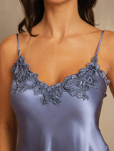 [Stahlblau] SilkSilky-DE Sleeveless V Neck Nachthemden 004