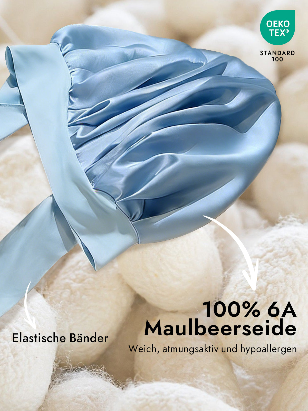 [Himmelblau] SilkSilky-DE Reine Seide Sleep Cap 002