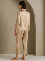 [Champagner Gold] SilkSilky-DE Long Sleeve Notch-Kragen Damen Pyjamas 002