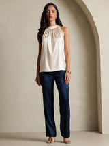 [Beige] SilkSilky-DE Sleeveless Halter T-Shirt 007