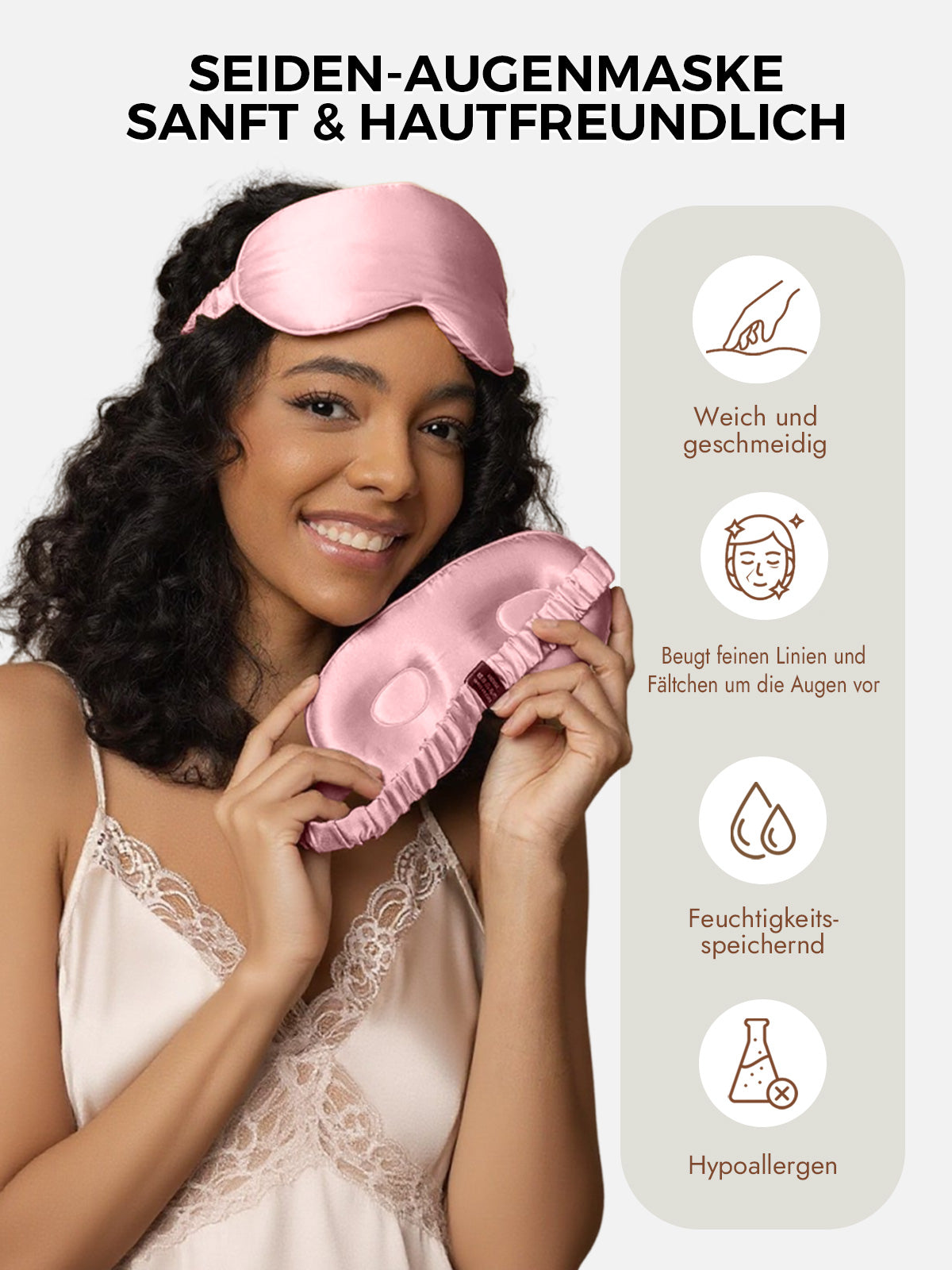 [Blasses Mauve] SilkSilky-DE Reine Seide Eye Mask 003