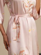 [Rosa] SilkSilky-DE 19Momme 3/4-lange Ärmel Damen Morgenmantel 004