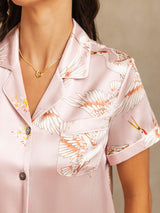 [Rosa] SilkSilky-DE Short Sleeve Notch-Kragen Damen Pyjamas 004