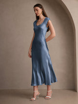 [Echtes Petrol] SilkSilky-DE Cap Sleeve Kleider 006