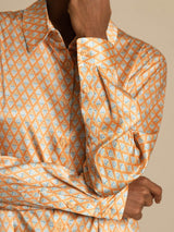 [Floral] SilkSilky-DE Long Sleeve Lapel Collar Damenhemd 004