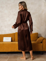 [Braun] SilkSilky-DE Long Sleeve Damen Morgenmantel 002