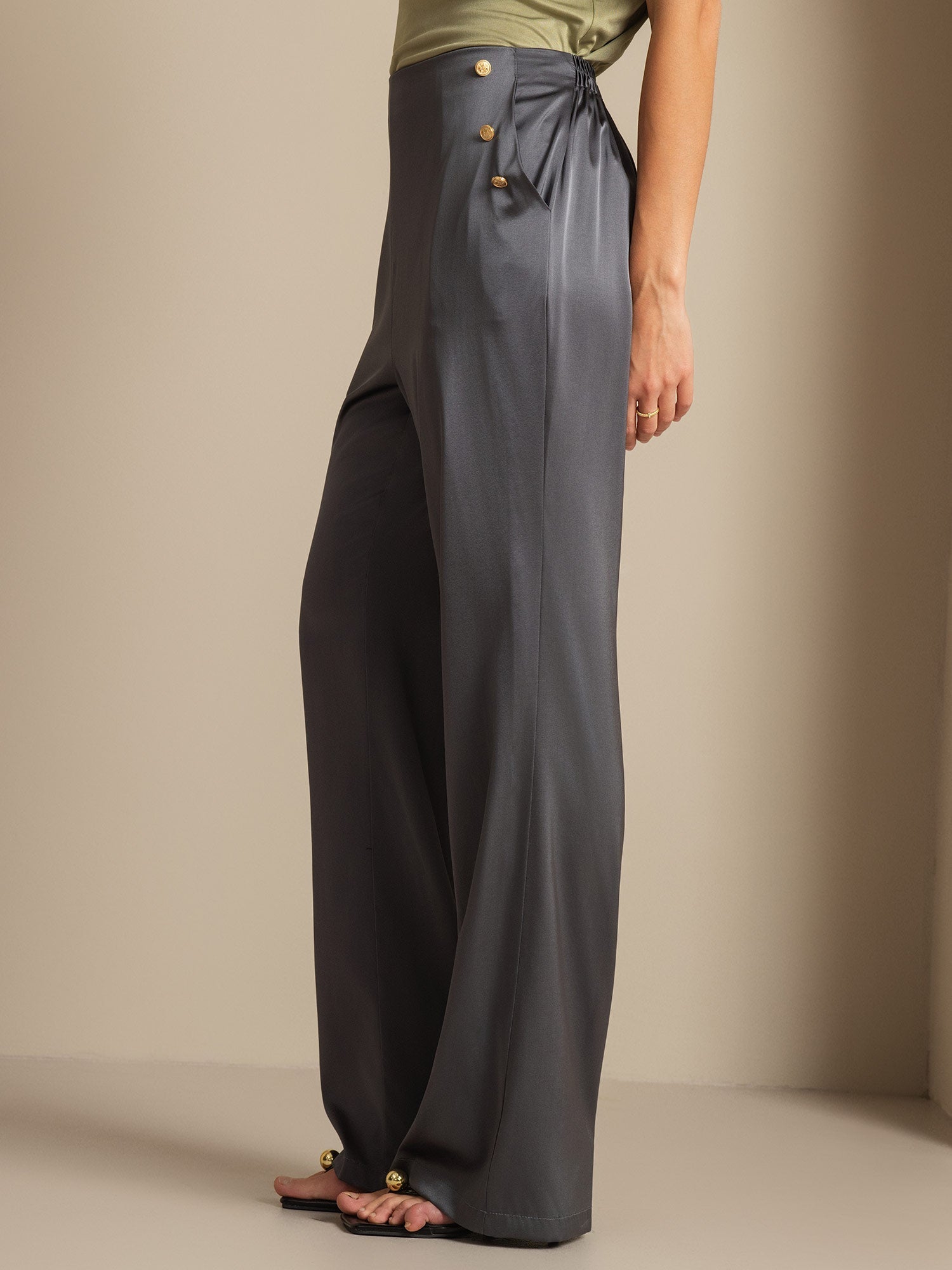 [Dunkelgrau] SilkSilky-DE 19Momme Seide Womens Pants 006,