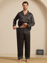 [Schwarze Kette] SilkSilky-DE Long Sleeve Notch-Kragen Herren Pyjamas 005
