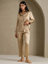 [Champagner Gold] SilkSilky-DE Long Sleeve Notch-Kragen Damen Pyjamas 007
