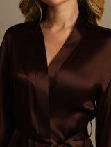 [Kaffee] SilkSilky-DE 3/4 Sleeve Damen Morgenmantel 008
