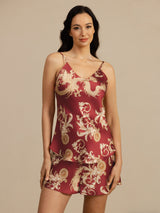 [Weinroter Drache] SilkSilky-DE Spaghetti Strap V Neck Camisole-Set 001