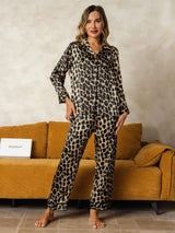 [Leopard] SilkSilky-DE Langärmelig Damen Pyjamas 004
