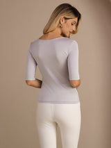 [Hellgrau] SilkSilky-DE Half Sleeve T-Shirt 002