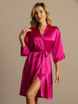 [Rosarot] SilkSilky-DE 3/4 Sleeve Damen Morgenmantel 005