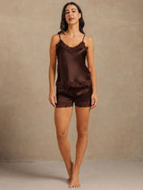 [Braun] SilkSilky-DE Sleeveless V Neck Camisole-Set 006