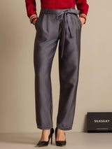 [Grau] SilkSilky-DE 32Momme Silk-Wool Blend Womens Pants 001