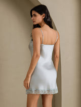 [Graublau] SilkSilky-DE Sleeveless V Neck Nachthemden 002