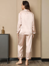 [Hellrosa] SilkSilky-DE Long Sleeve Notch-Kragen Damen Pyjamas 002