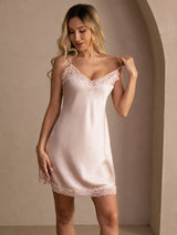 [Rosa] SilkSilky-DE Sleeveless V Neck Nachthemden 007