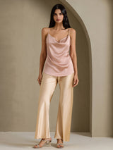 [Toskana] SilkSilky-DE Spaghetti Strap Cowl Neck Cami Top 005