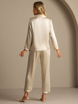 [Champagner] SilkSilky-DE Long Sleeve Notch-Kragen Damen Pyjamas 002